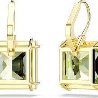 Millenia drop earrings, Square cut, Green, Gold-tone plated